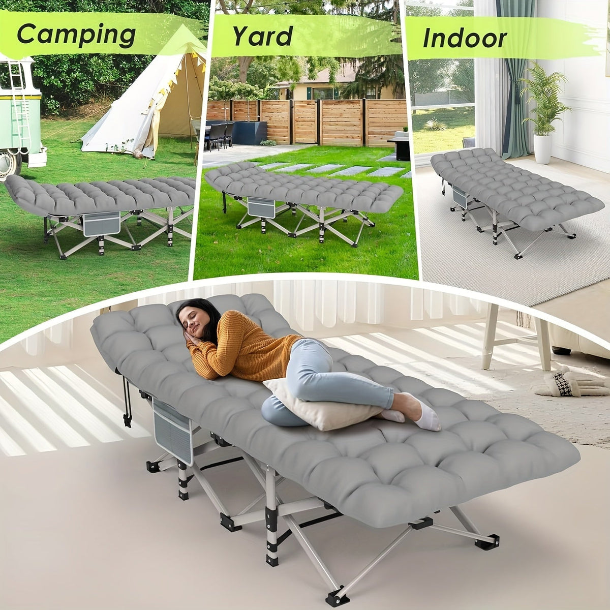 Folding Camp Cot with Mattress