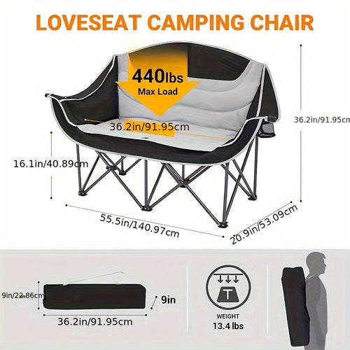 2-Person Folding Loveseat Camping Chair Outdoor