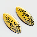 Maxi Aretes Ovalados Dorados con grabado de Hojas