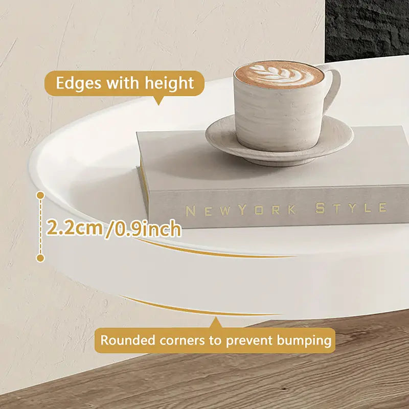 Casual White and Golden Small Coffee Table with Lightweight Design