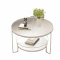 Round Tempered Glass Coffee Table- white Frame+Changhong Glass