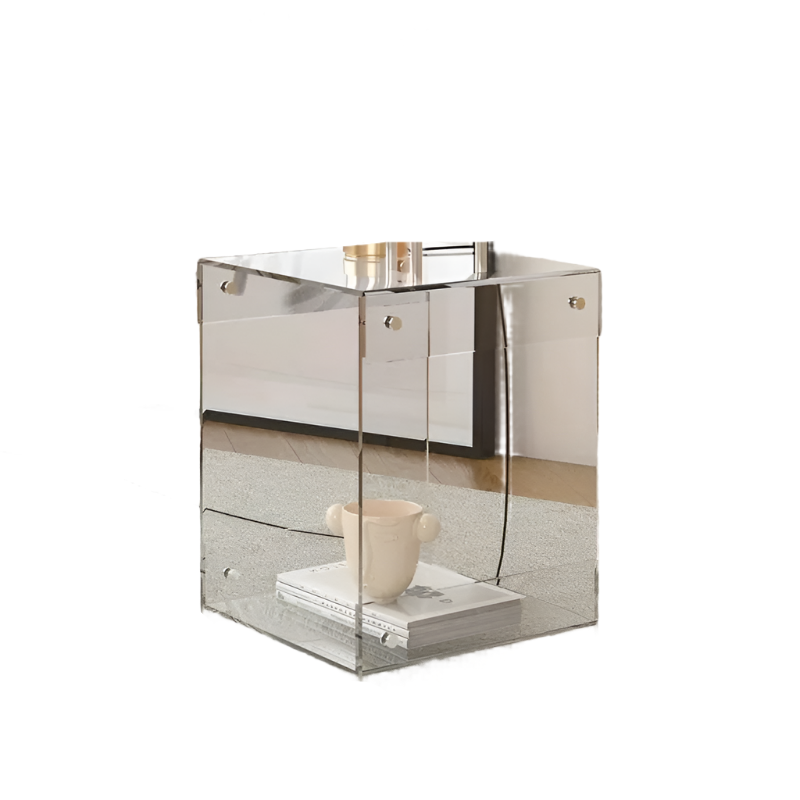 Transparent Acrylic Side Table - Storage Shelf
