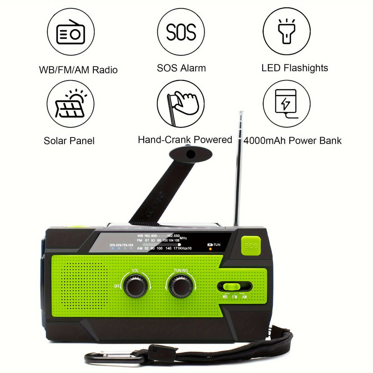 Emergency Weather Radio Power Bank with LED Flashlight