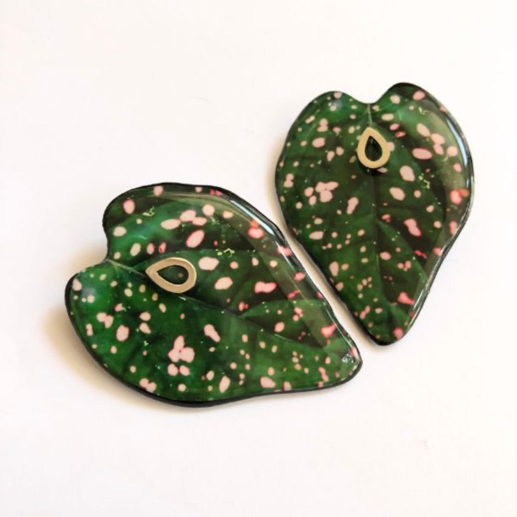 Aretes Verdes Hoja Polkadot