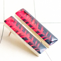Aretes Rectangulares Fotografía Hoja Crotón Rojo