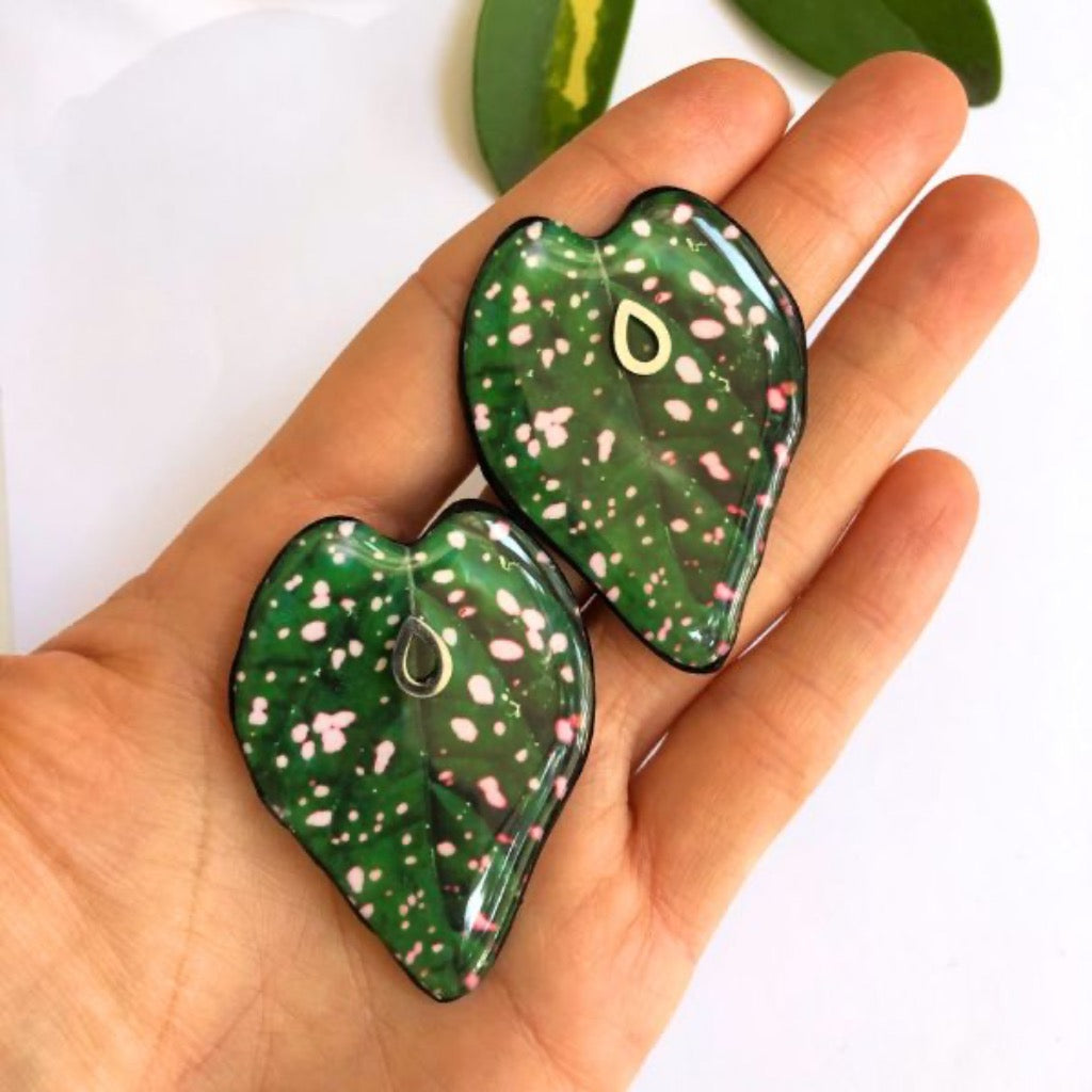 Aretes Verdes Hoja Polkadot