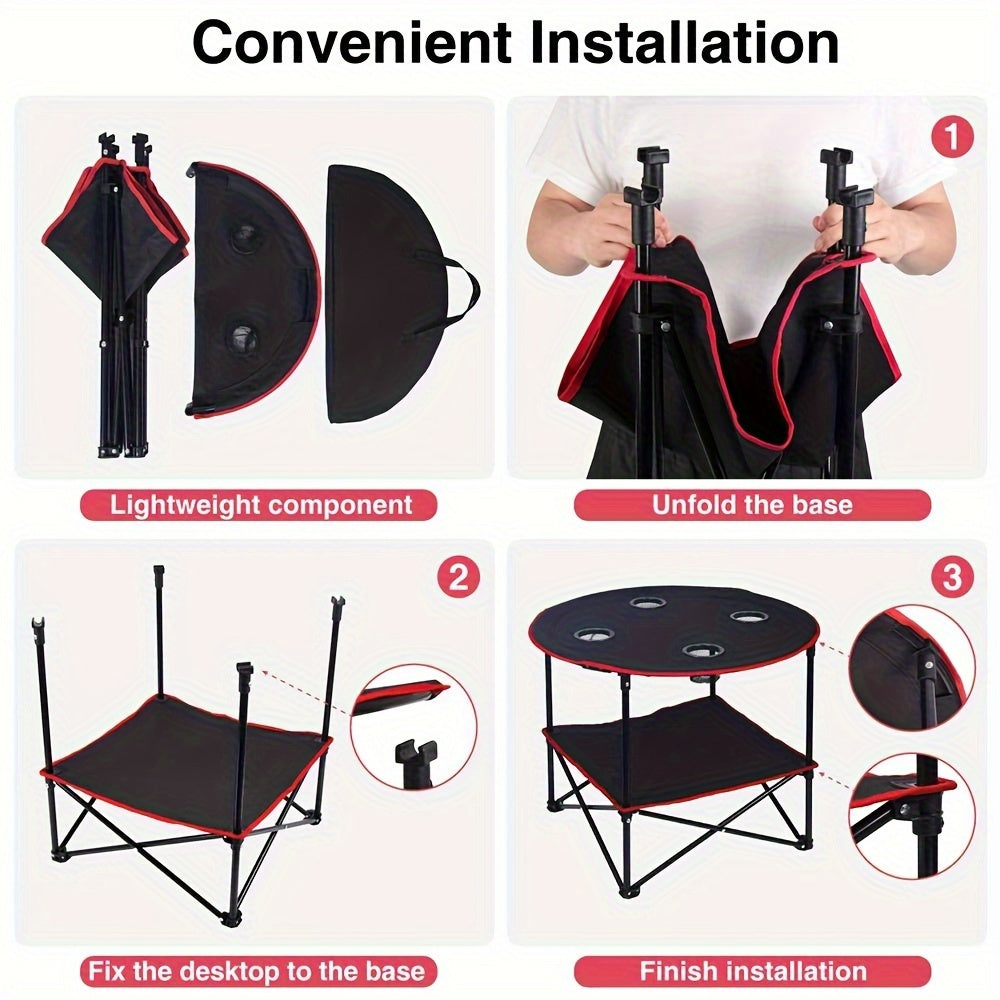 Folding Camping Table with Cup Holders & Carry Bag