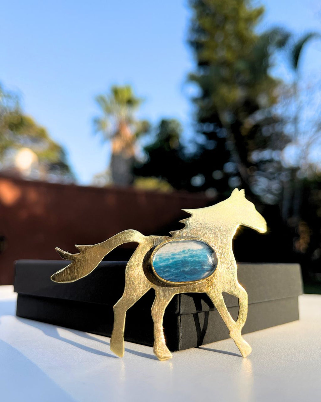 Broche Caballo con Fotografía del Mar · Fuerza que Recuerda