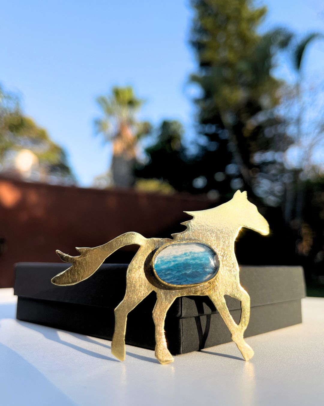 Broche Caballo con Fotografía del Mar · Fuerza que Recuerda