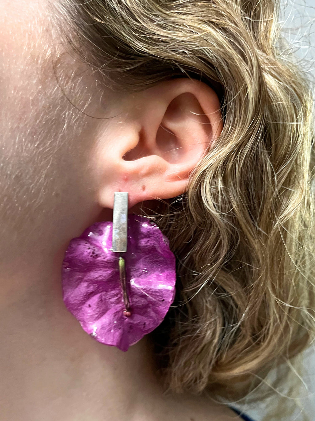 Aretes de Bugambilia Violeta Inmortalizados