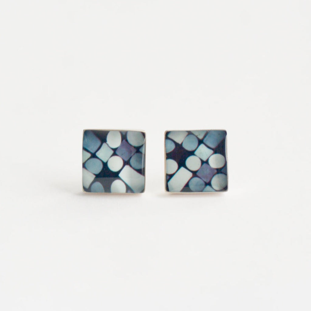 Aretes Cuadrados Azulejo Gris SMR