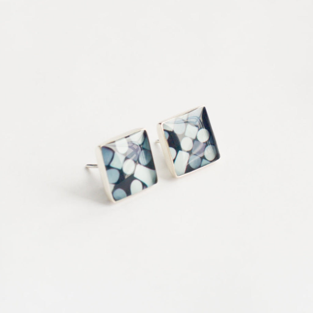 Aretes Cuadrados Azulejo Gris SMR