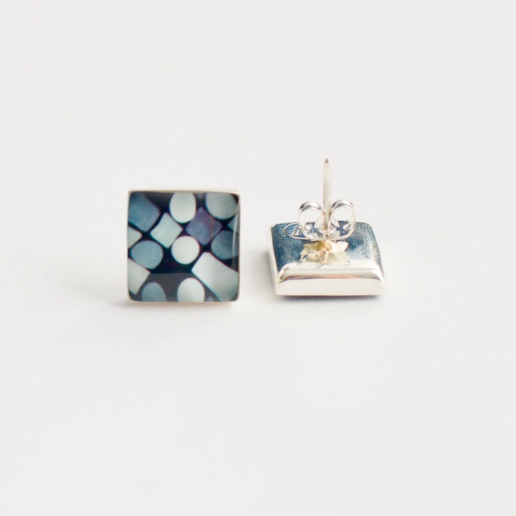 Aretes Cuadrados Azulejo Gris SMR