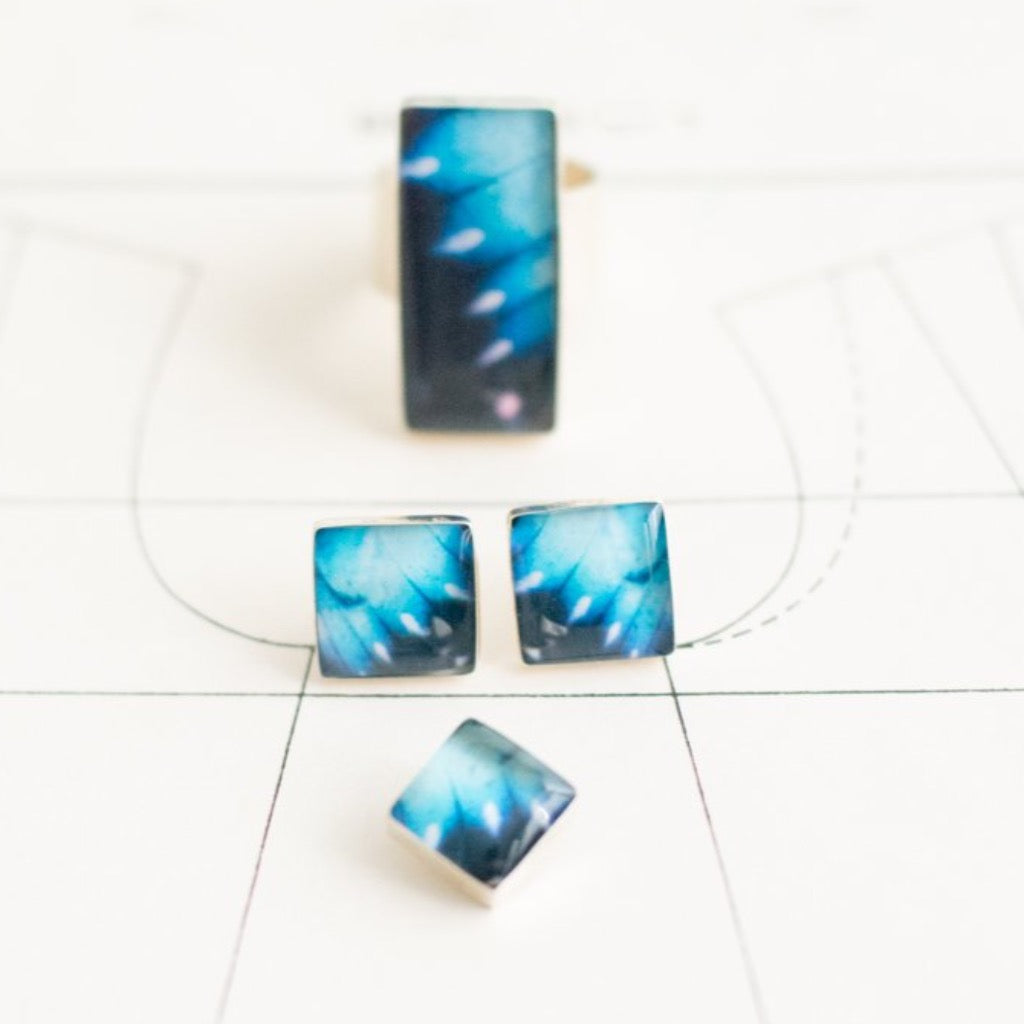 Aretes Morpho Azul