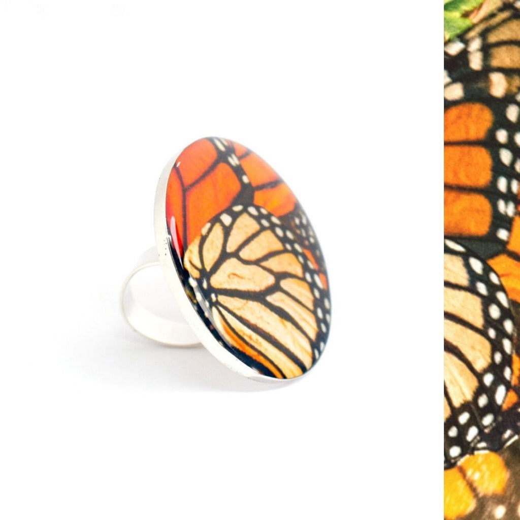 Anillo Alas de Mariposa Monarca