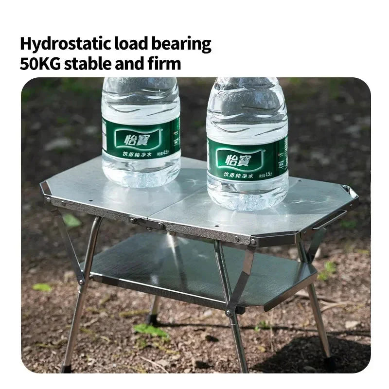 Outdoor Folding Steel Table Tactical Use Silver