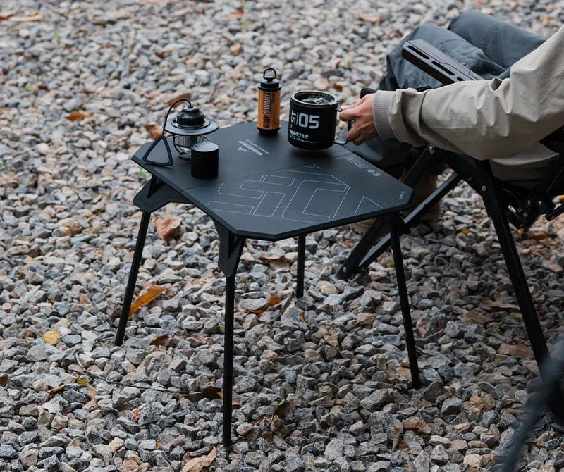 Ultralight Dual-Purpose Camping Adjustable Folding ABS Table Blac