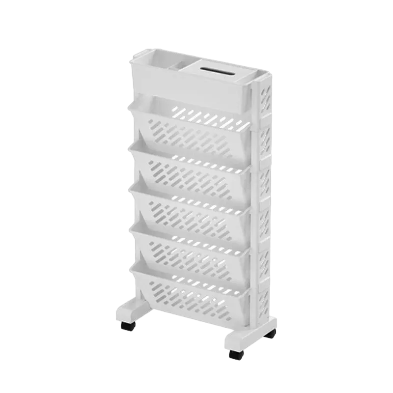 Movable Floor-Mounted Bookshelf with Wheels