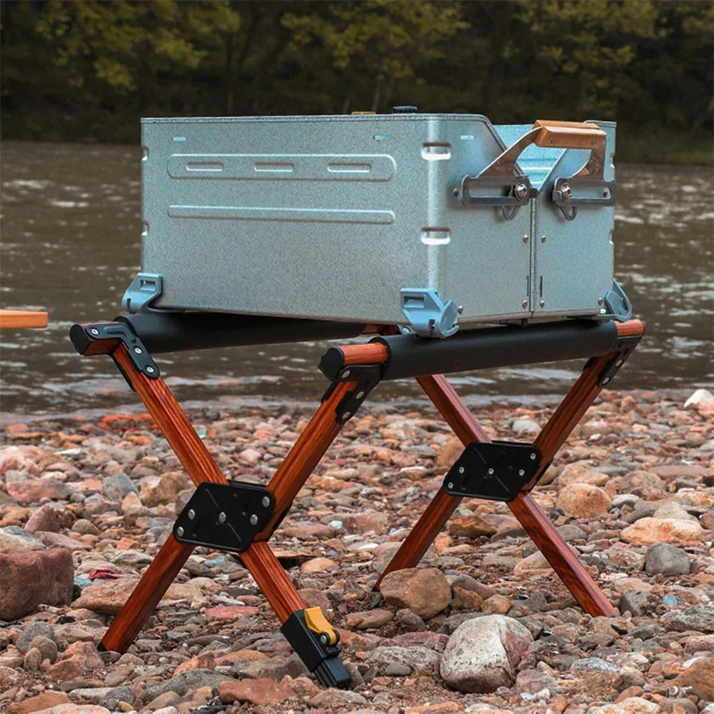 Folding Camping Stand Adjustable Anti-Slip Brown