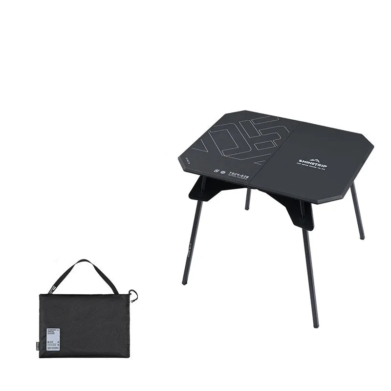 Ultralight Dual-Purpose Camping Adjustable Folding ABS Table Blac