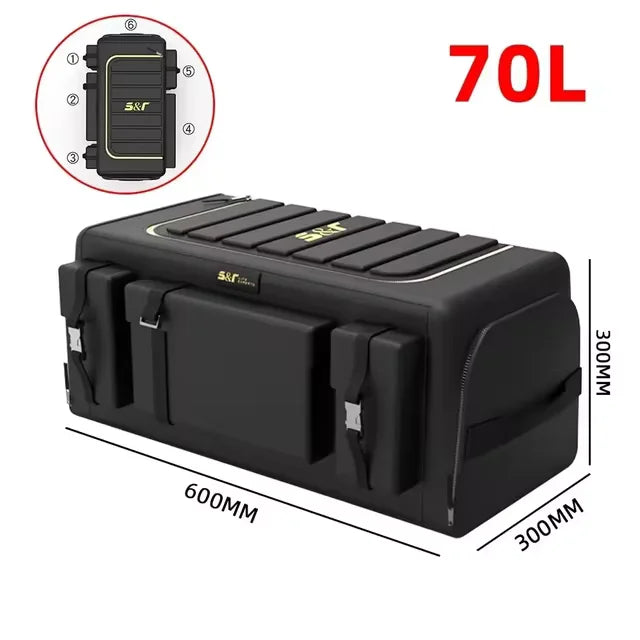 70L Foldable Storage Organizer with Lid Box Black