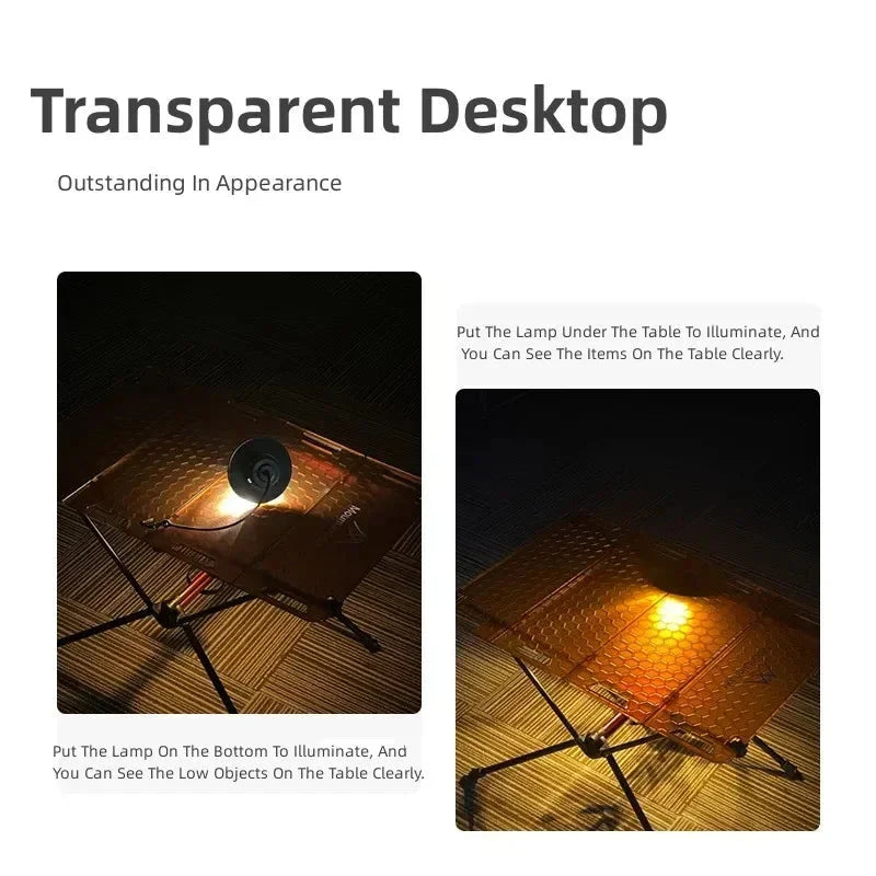 Transparent Tactical Camping Table Black