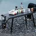 Multifunctional IGT Camping Table Adjustable Aluminum Alloy Black