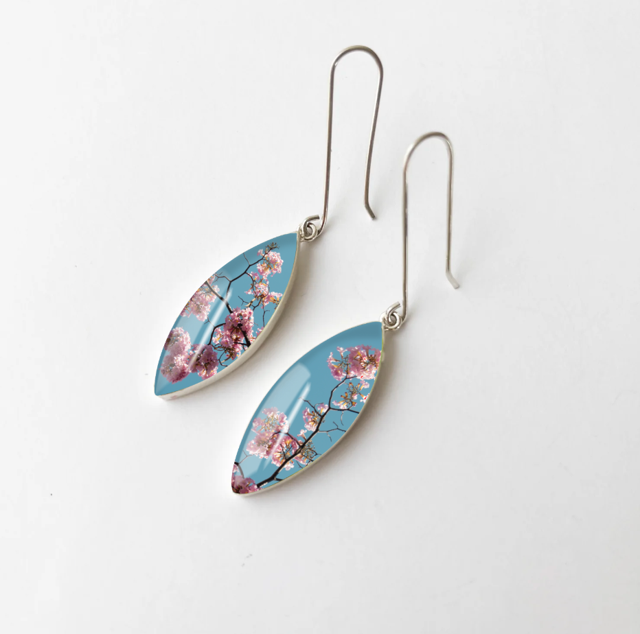 Aretes Colgantes Guayacan Rosado