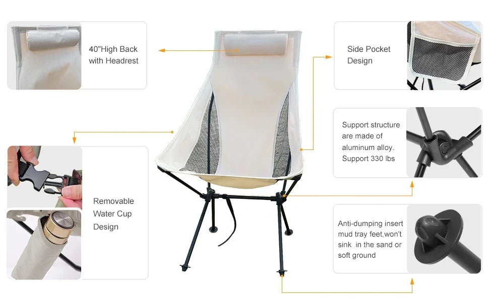 Ultra-Light Camping Chair Beige