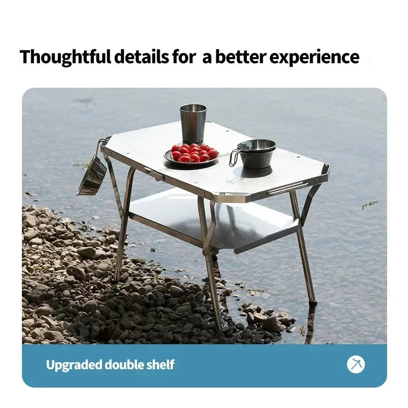 Outdoor Folding Steel Table Tactical Use Silver