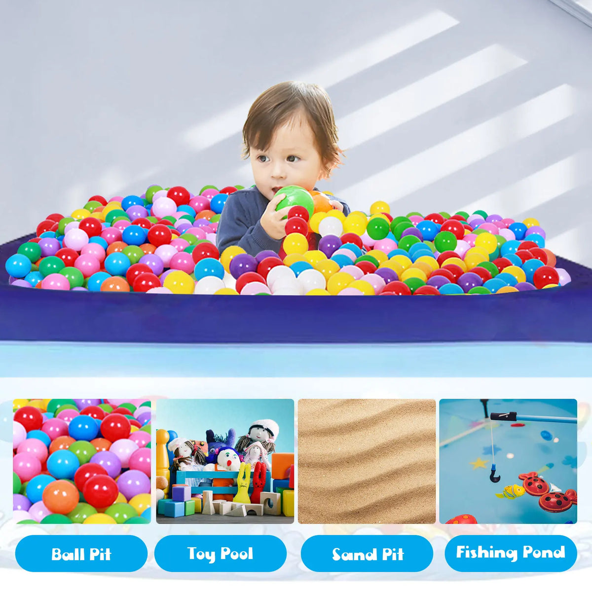 Inflatable Swimming Pool for Kids (Blue)