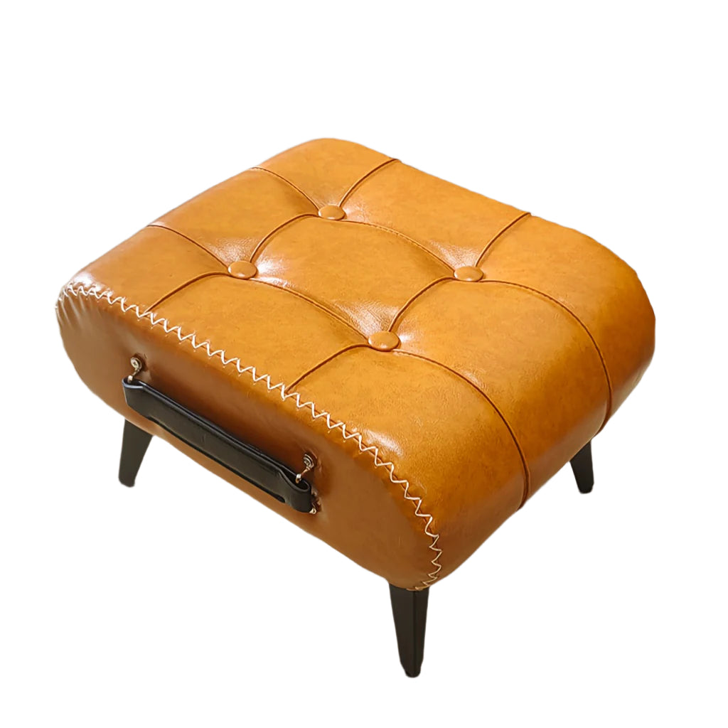 Faux Leather Shoe Changing Stool with Storage