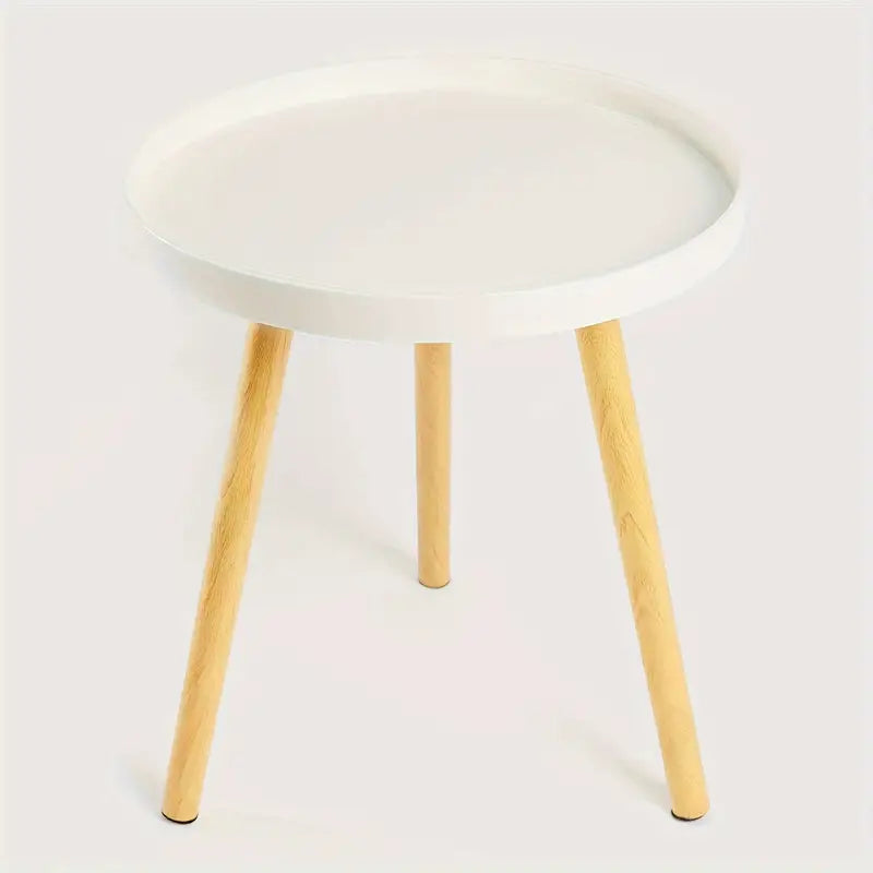 Minimalist Round White Coffee Table - Space-Saving Design