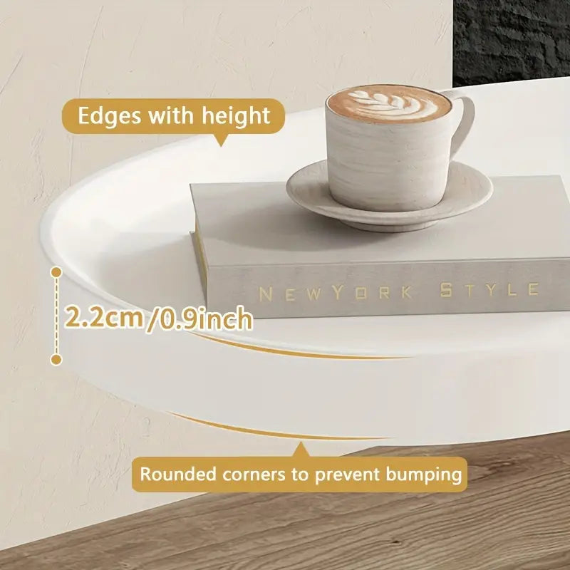 Casual White and Golden Small Coffee Table with Lightweight Design