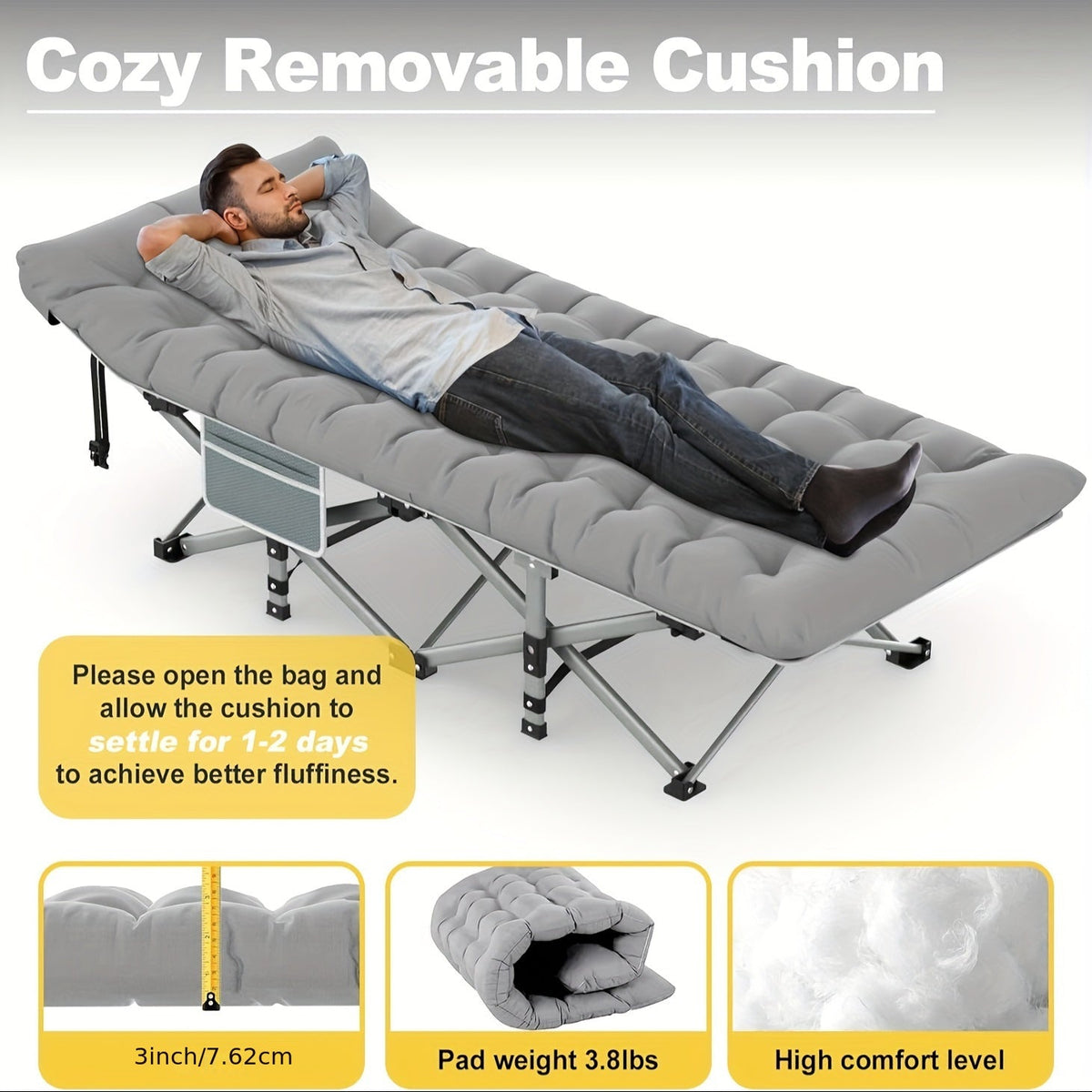 Folding Camp Cot with Mattress