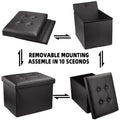 Foldable Leather Storage Stool - Stylish Lodge Design