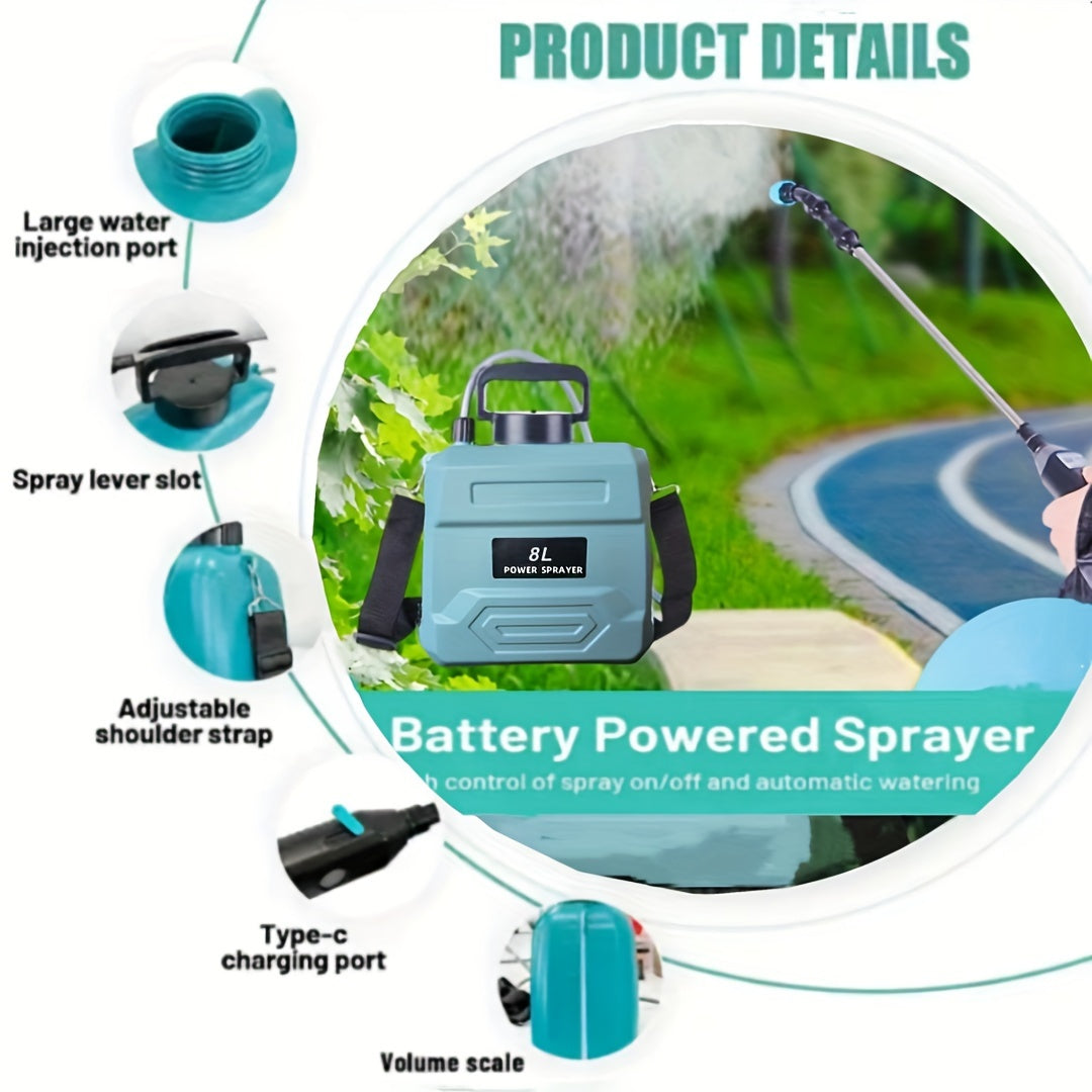 Electric Garden Watering Sprayer with Nozzles (8L)