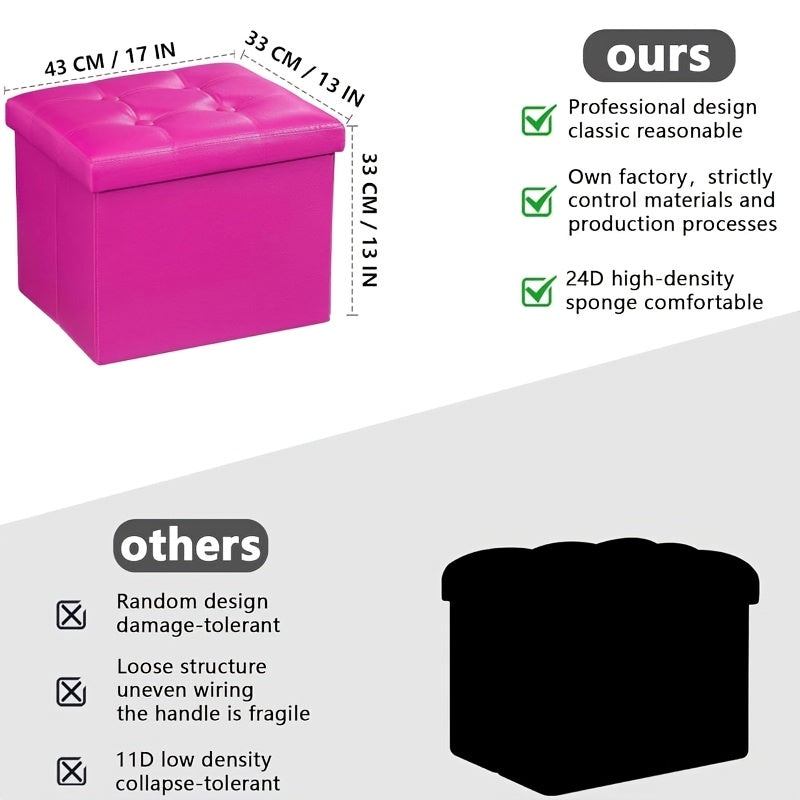 Leather Ottoman with Storage & Foam Seat